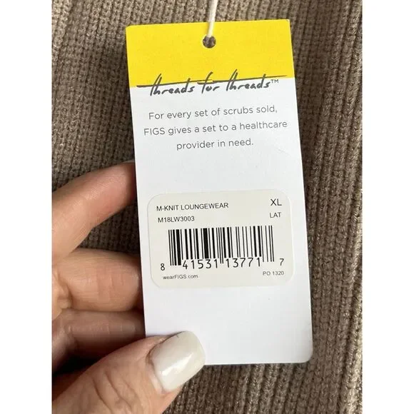 Figs Knit Loungewear Pants - Size XL - Latte Oatmeal - Picture 6 of 11